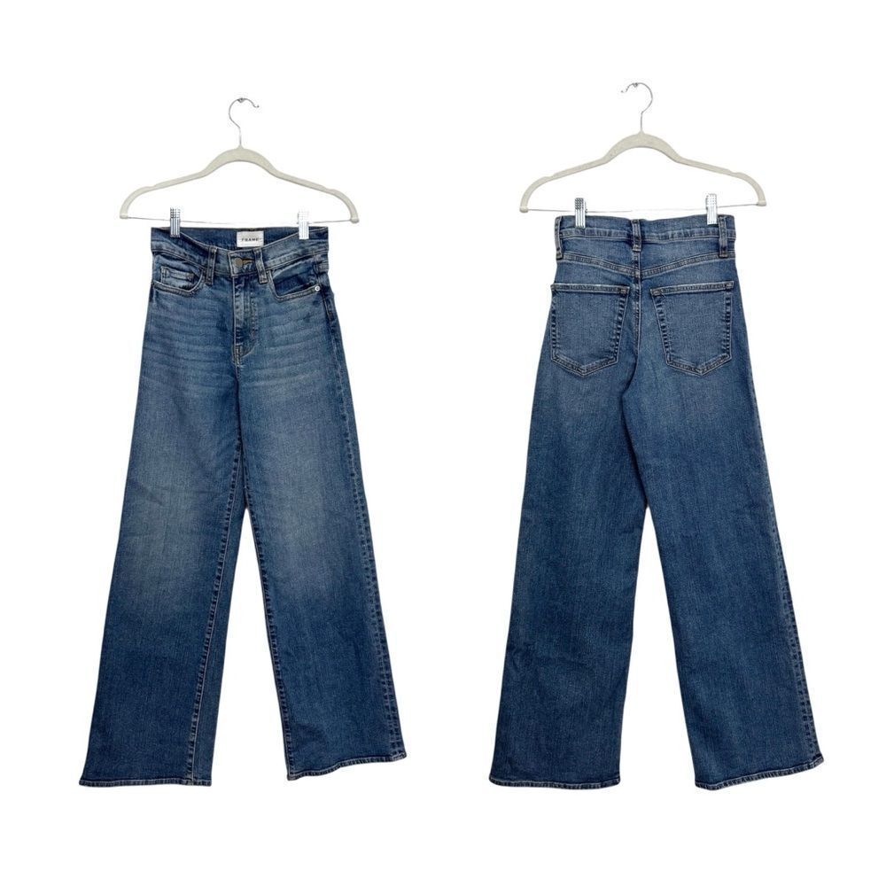 FRAME LE Slim Palazzo Wide Leg jeans in “Bixby” dark wash - Picture 8 of 9